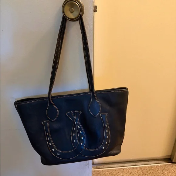 Dooney & Bourke black Leather Tote for horse Lovers Rare - Picture 1 of 5